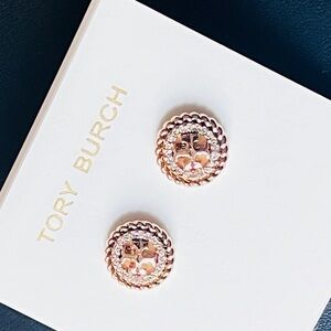 Tory Burch Gold and paved Crystal Stud Earrings